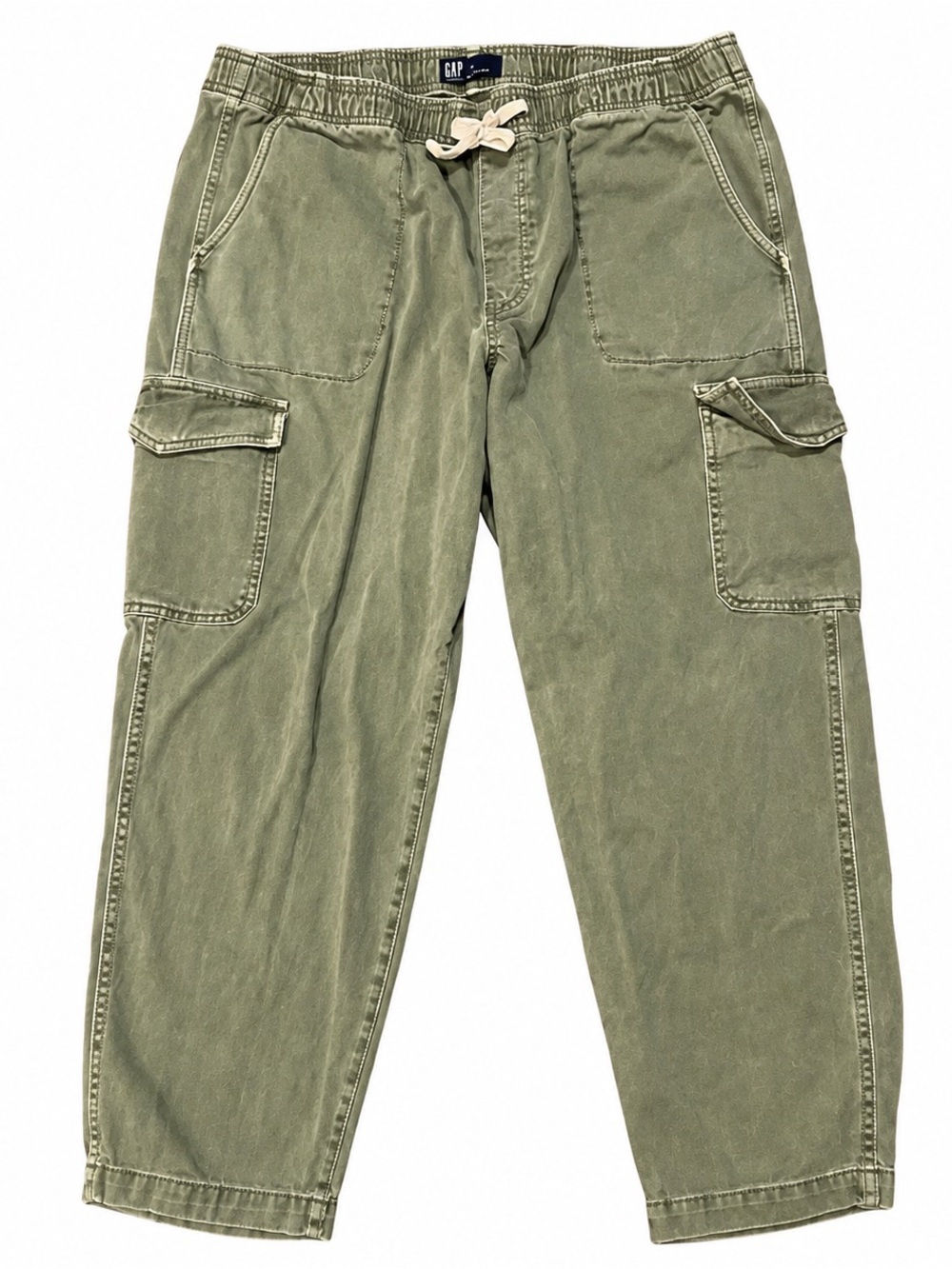 GAP New Ease Cargo Pants Women's XL Olive Green Elastic Waist Easy Jean NWOT